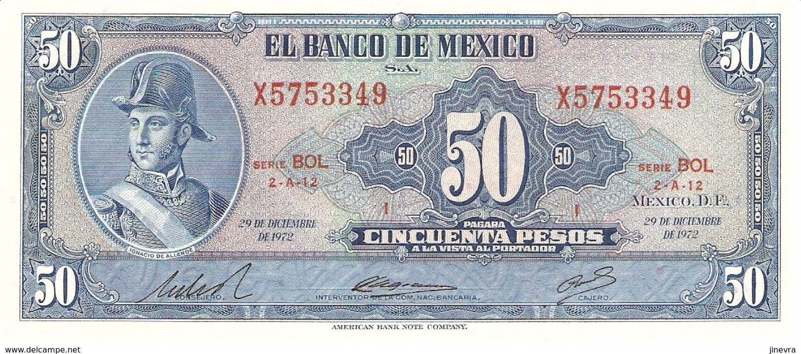 MEXICO 50 PESOS 1972 PICK 49u UNC - Mexico