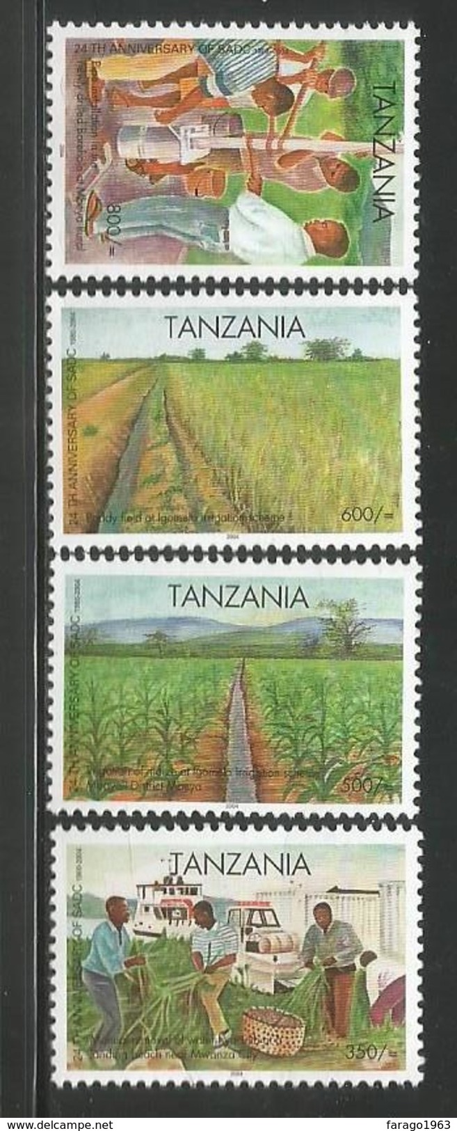 2004 Tanzania SADCC  Agriculture Rice Maize Irrigation Complete Set Of 4 And Souvenir Sheet MNH - Tanzania (1964-...)