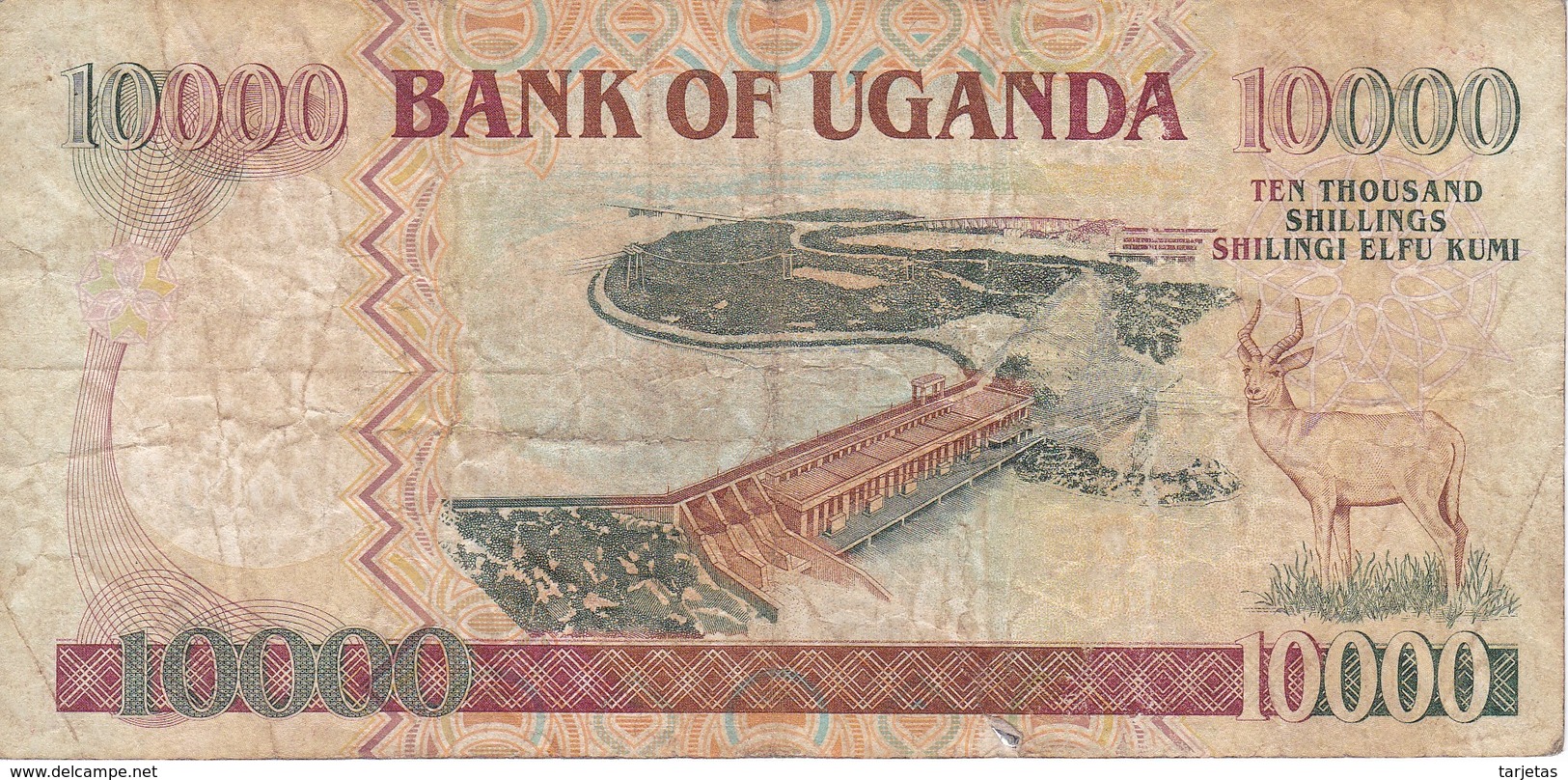 BILLETE DE UGANDA DE 10000 SHILLINGS DEL AÑO 2005 (ANTILOPE-DEER) (BANKNOTE) - Uganda