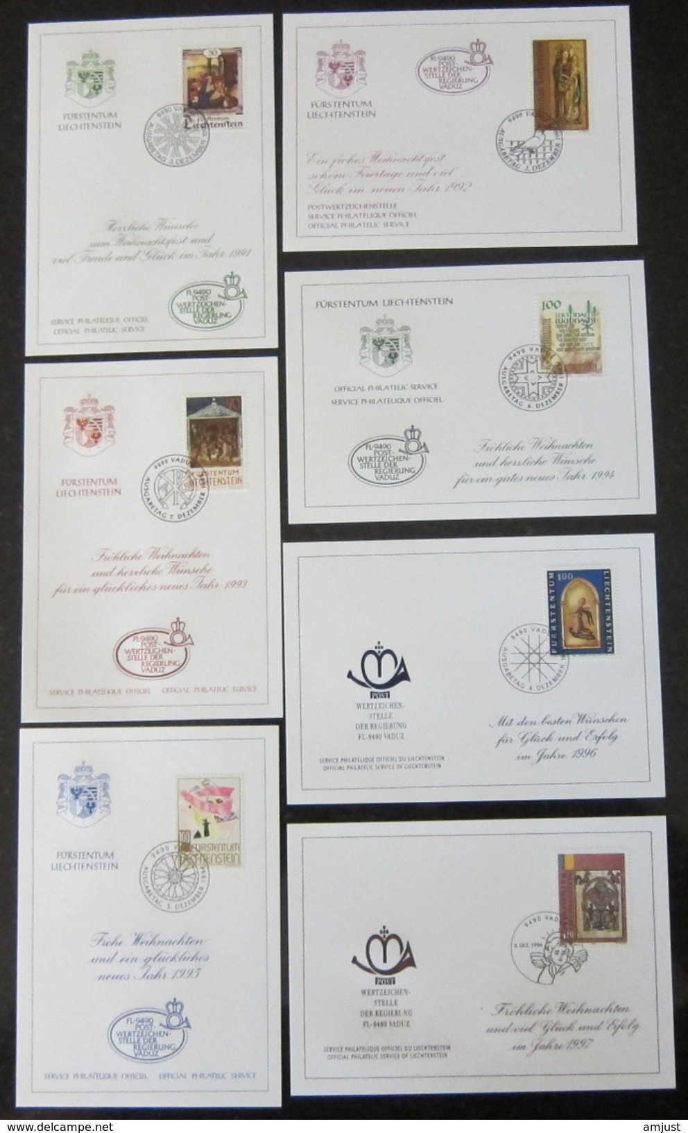 Liechtenstein // Lot De 7 Cartes De Voeux De Fin D'année - Variétés