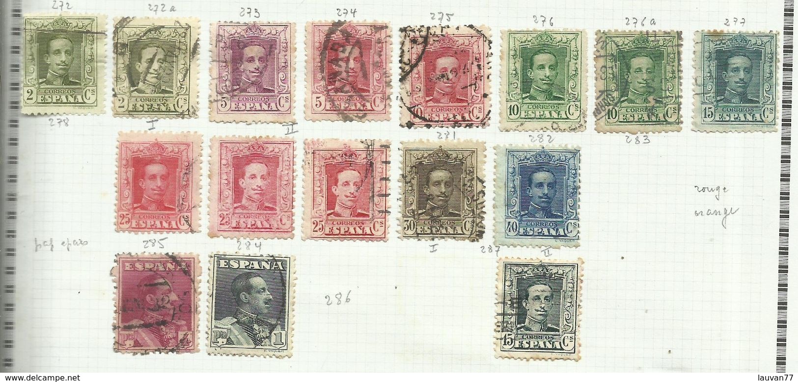 Espagne N°272, 272a, 273 à 276, 276a, 277, 279, 279a, 279A, 281, 282, 284, 285, 287a Cote 9.35 Euros - Used Stamps