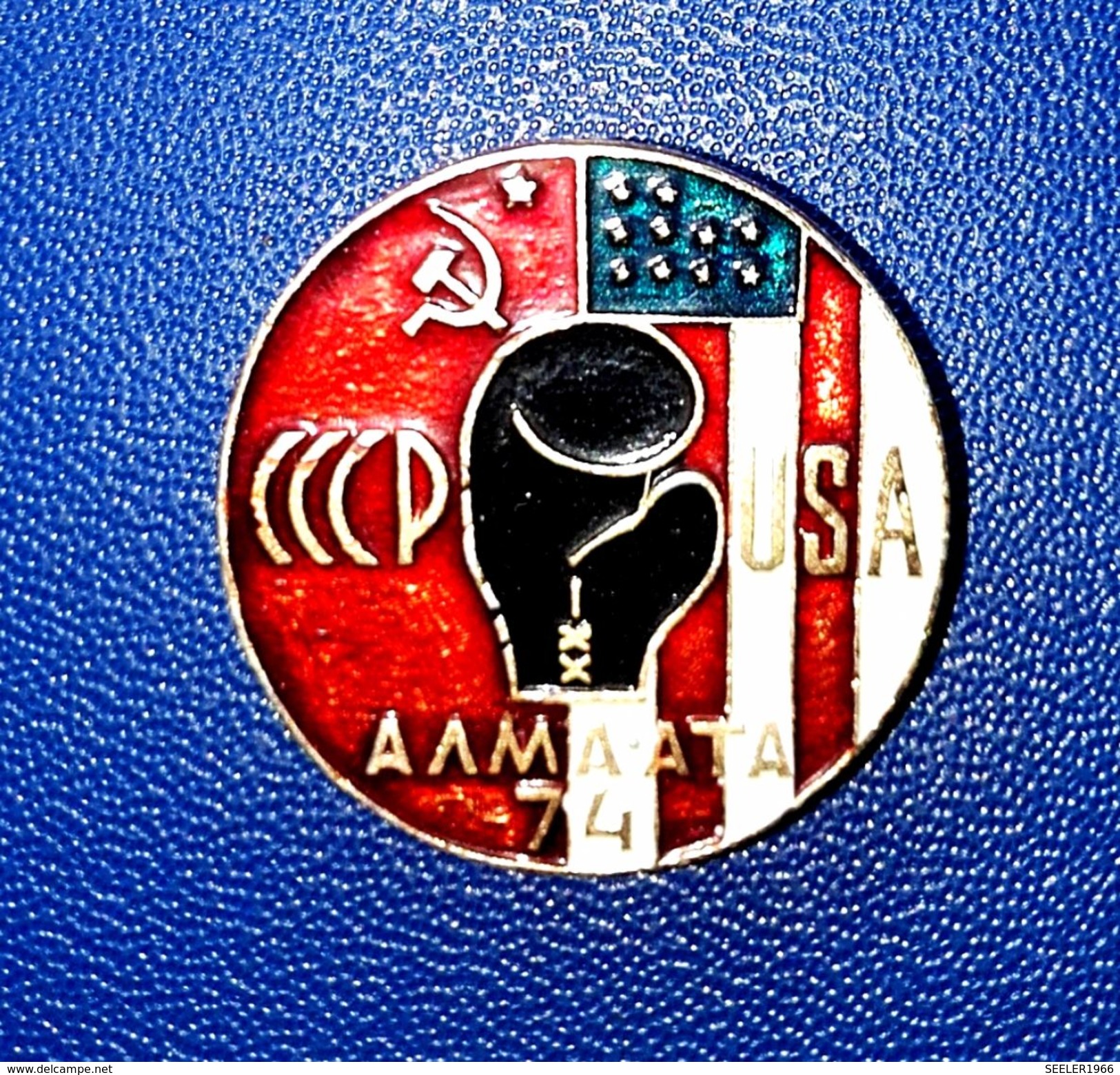 Pins/badges-vintage,rare,quality - BOXING MATCH - USSR V. USA , ALMA-ATA 1974. - Boxing