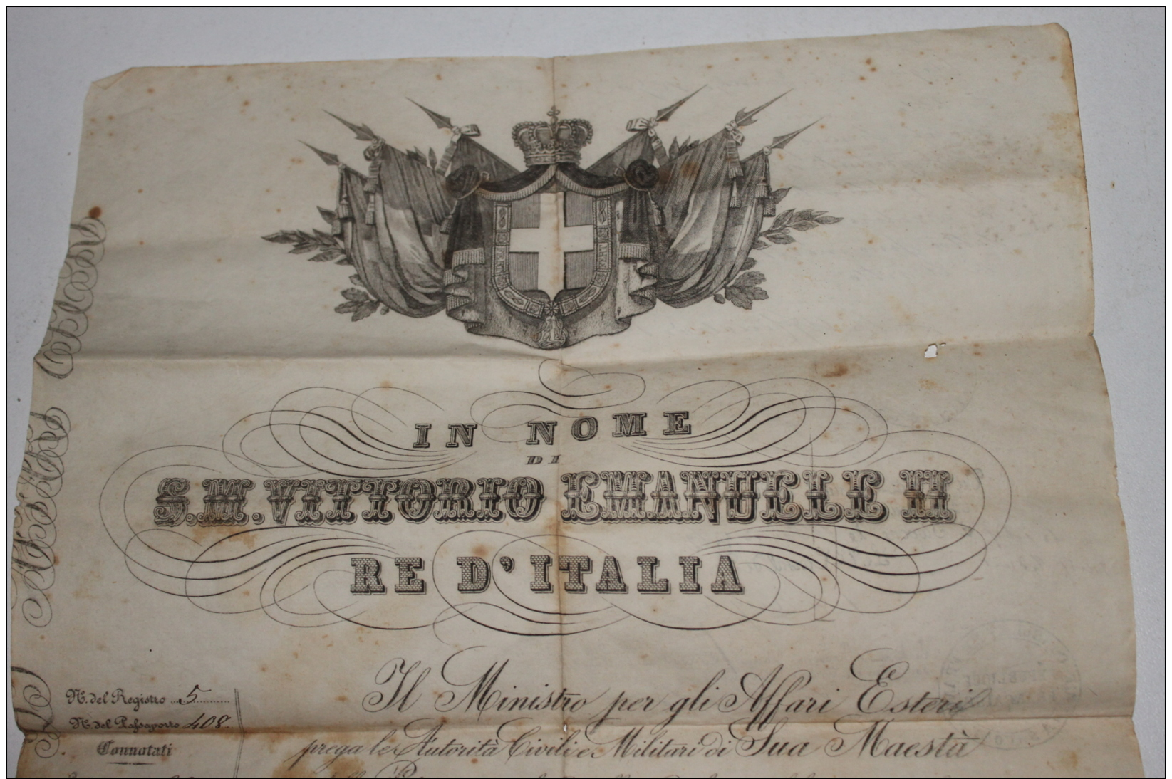 Passeport Italien 1872 Avec Tampon Du Consulat De France à Savone - Documents Historiques