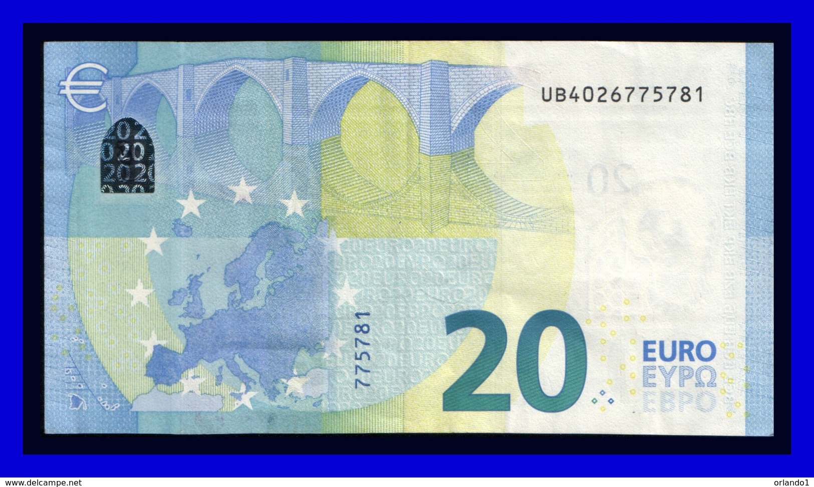 20 EURO "U" FRANCE  Firma DRAGHI U002 F2 CH 02 UNC SEE SCAN!!!!!!! - 20 Euro