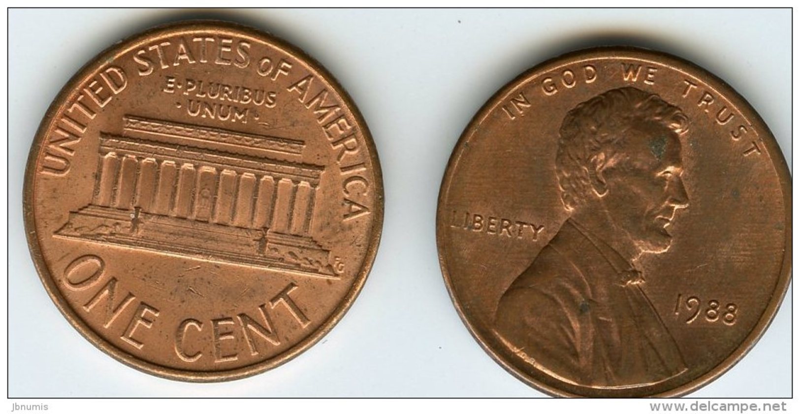 Etats-Unis USA 1 Cent 1988 KM 201b - 1959-…: Lincoln, Memorial Reverse