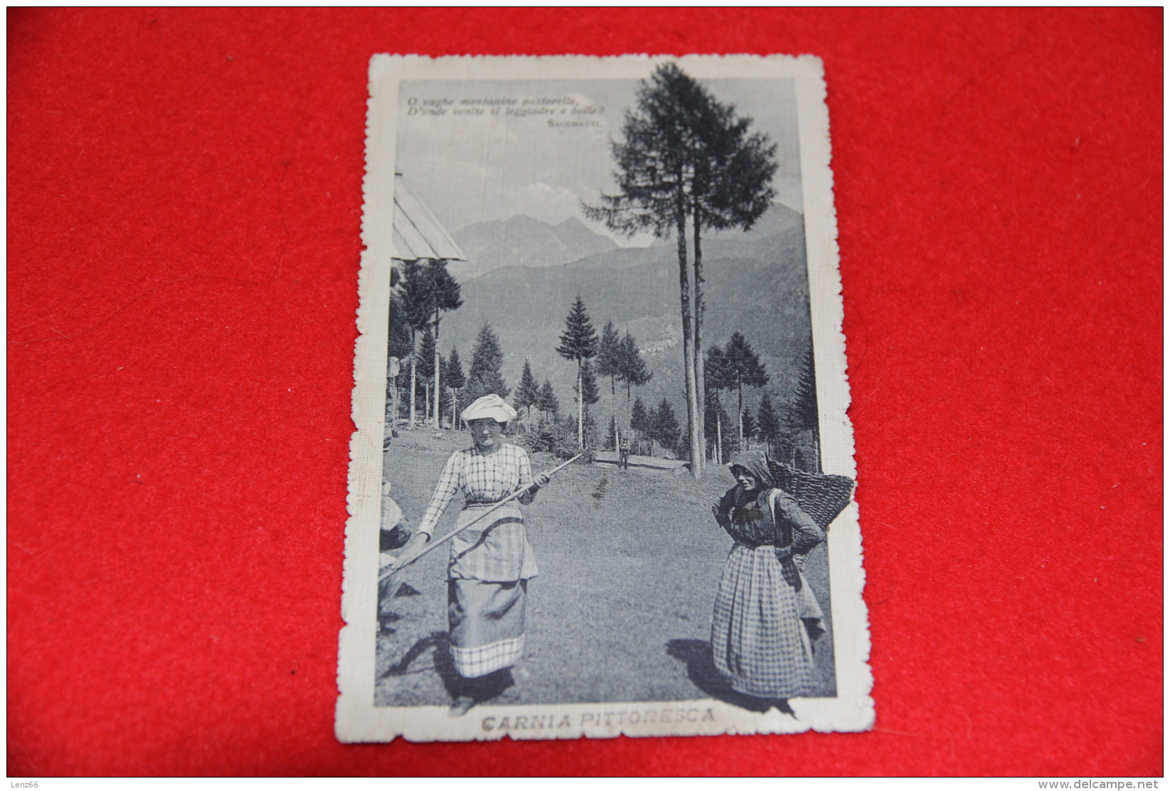 Carnia Presso Udine Trachten Costume Folklore 1915 + Timbro La Carnia Stazione Frazionario Non Comune++++ - Udine