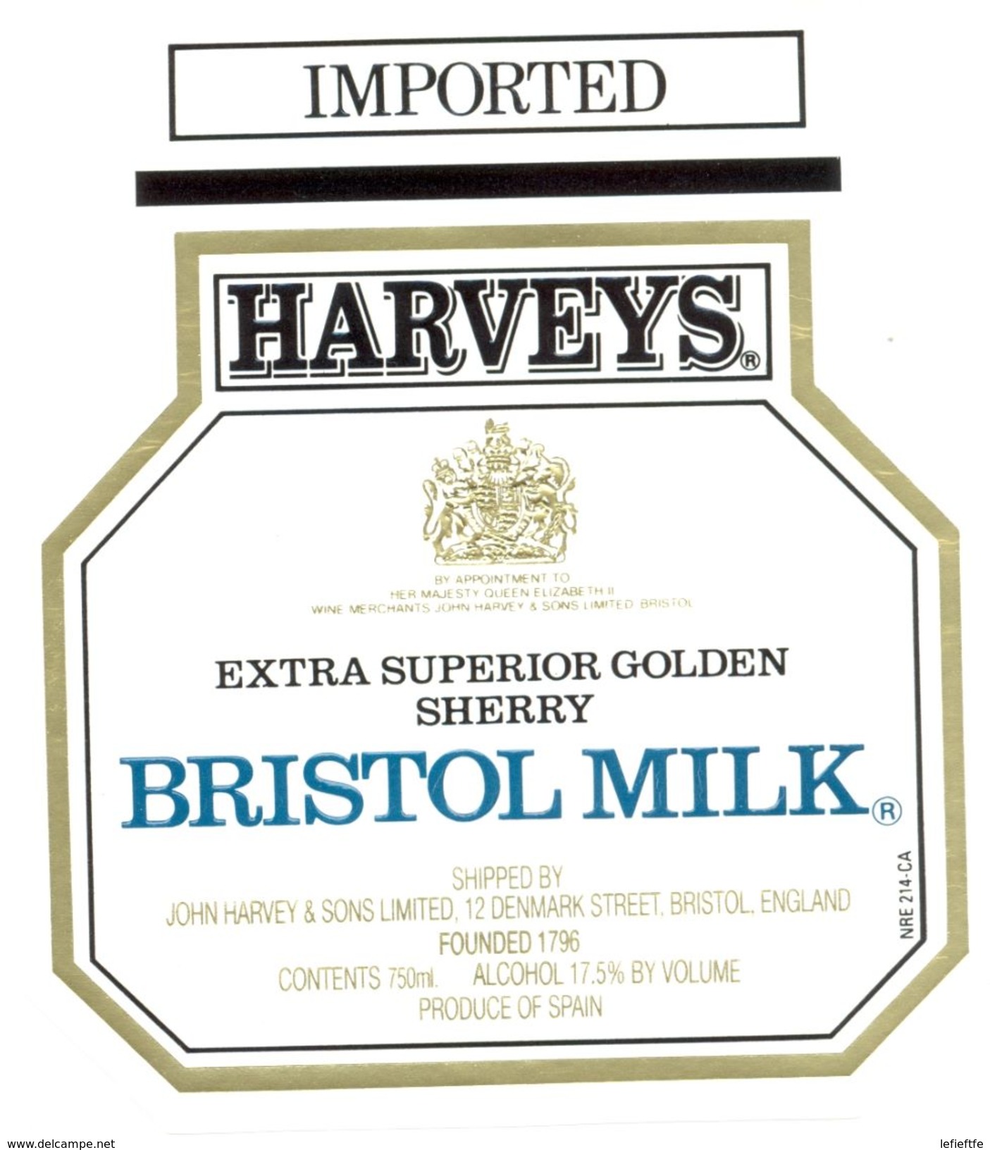 1393 - Espagne - Andalousie - Harveys - Extra Superior Golden Sherry - Bristol Milk - Shipped By John Harvey Bristol - Autres & Non Classés