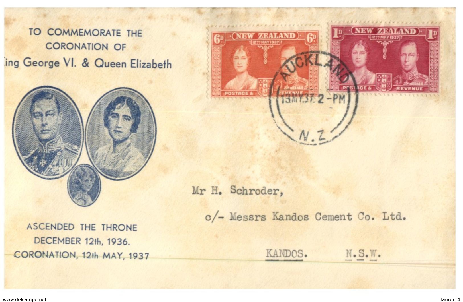 (325) New Zealand - Coronation Of King George VI & Queen Elizabeth - 1937 - Cartas & Documentos