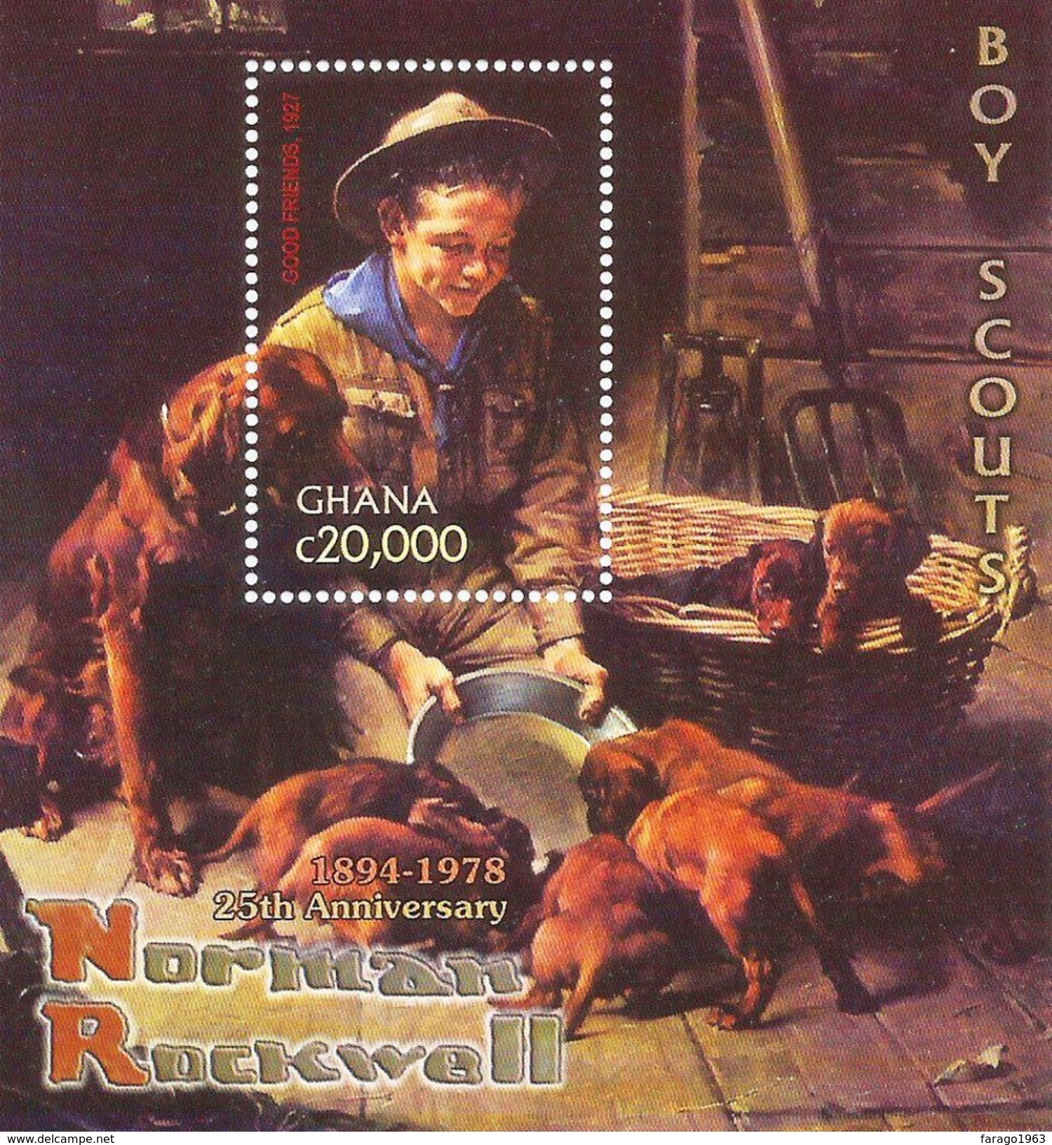 2004 Ghana Rockwell Scouts Paintings Complete Set Of 2 Sheets MNH - Ghana (1957-...)