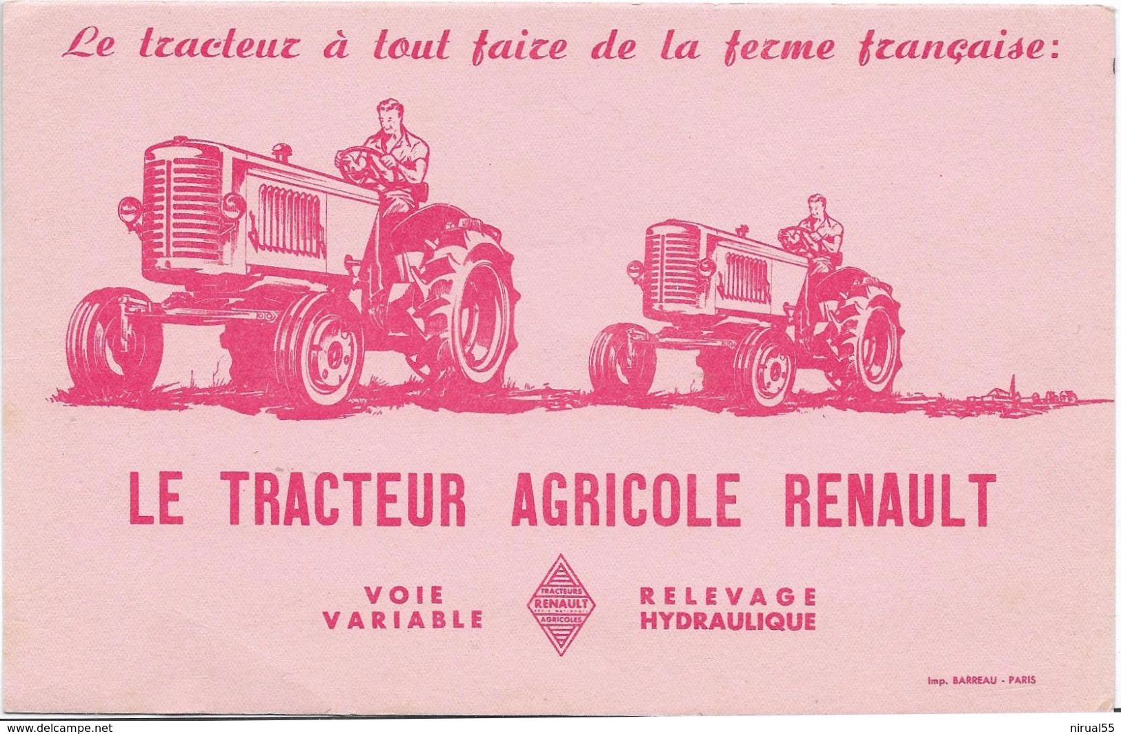 Buvard TRACTEUR RENAULT Agriculture Automobile - Automotive