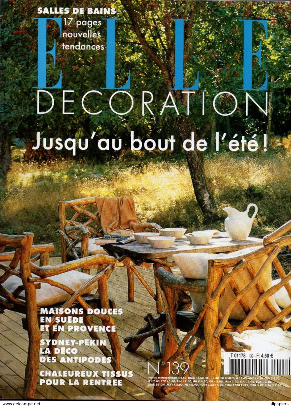 Elle Décoration N°139 Jusqu'au Bout De L'été - Salles De Bains Nouvelles Tendances - Maisons Douces En Suède & Provence - Maison & Décoration