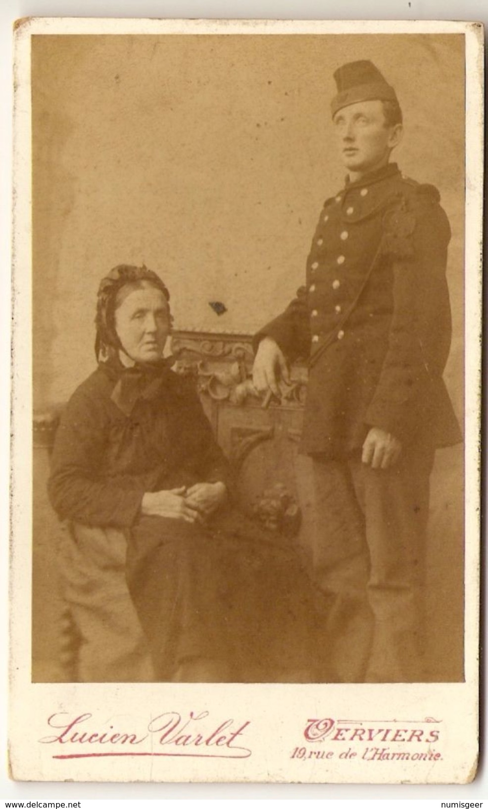 Militaire Avec Son  épouse   ( Phot. Lucien Varlet  - VERVIER - 2 Scans ) - Personnes Anonymes