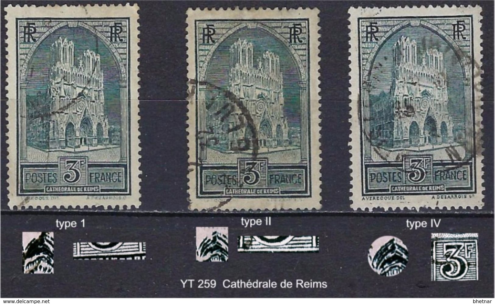 FR YT 259 Type I II IV " Cathédrale De Reims " 1930 Oblitéré - Oblitérés