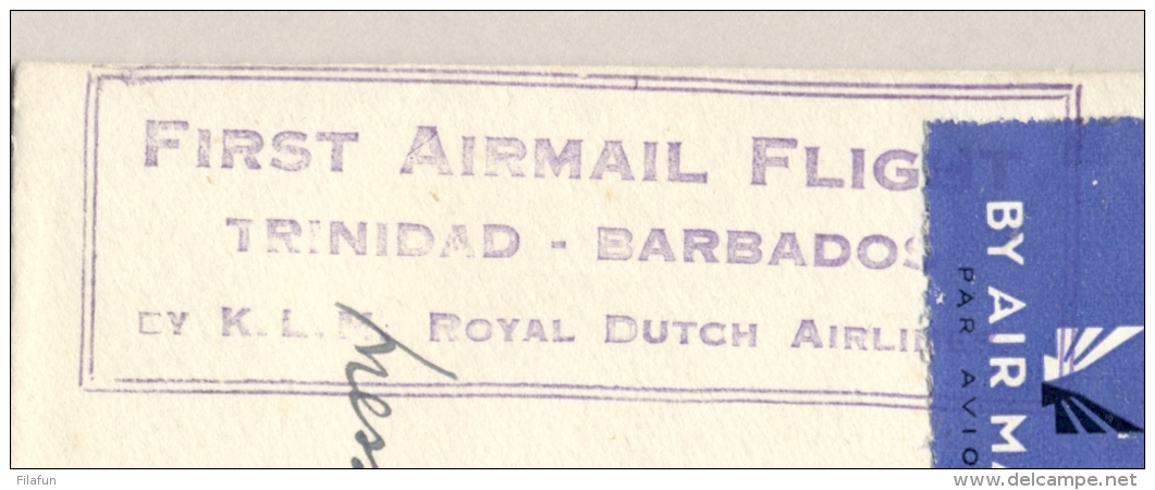 Curacao - 1938 - Trajectpost Trinidad-Barbados Op 1st KLM Flight - Curaçao, Nederlandse Antillen, Aruba