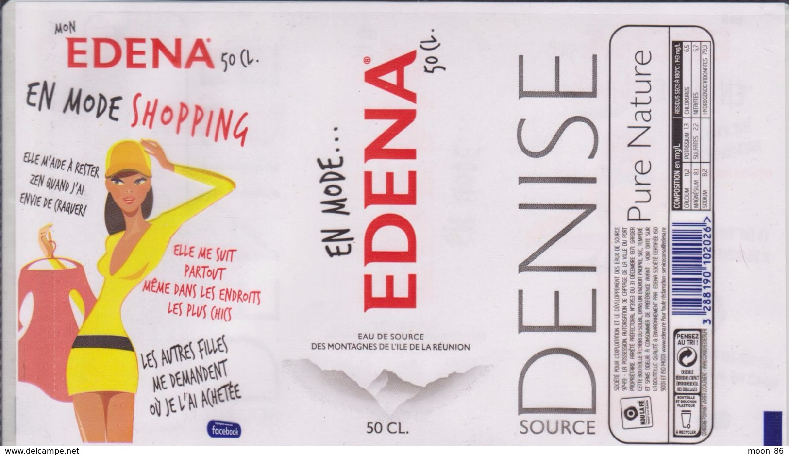 EAU De Source  EDENA - Étiquette DENISE EN MODE SHOPPING - BLE ILE DE LA REUNION -  50 CL - Sonstige & Ohne Zuordnung