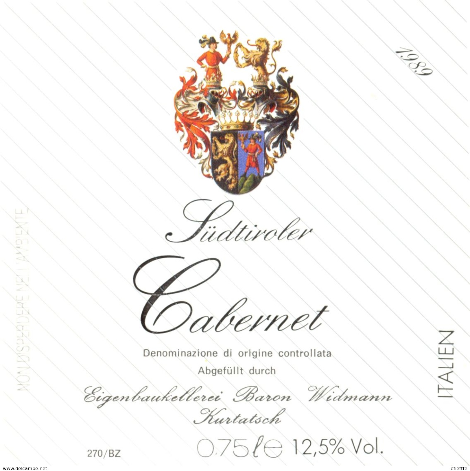 1419 - Italie - 1989 - Cabernet Südtiroler - Baron Widmann - Kurtatsch - Vino Tinto