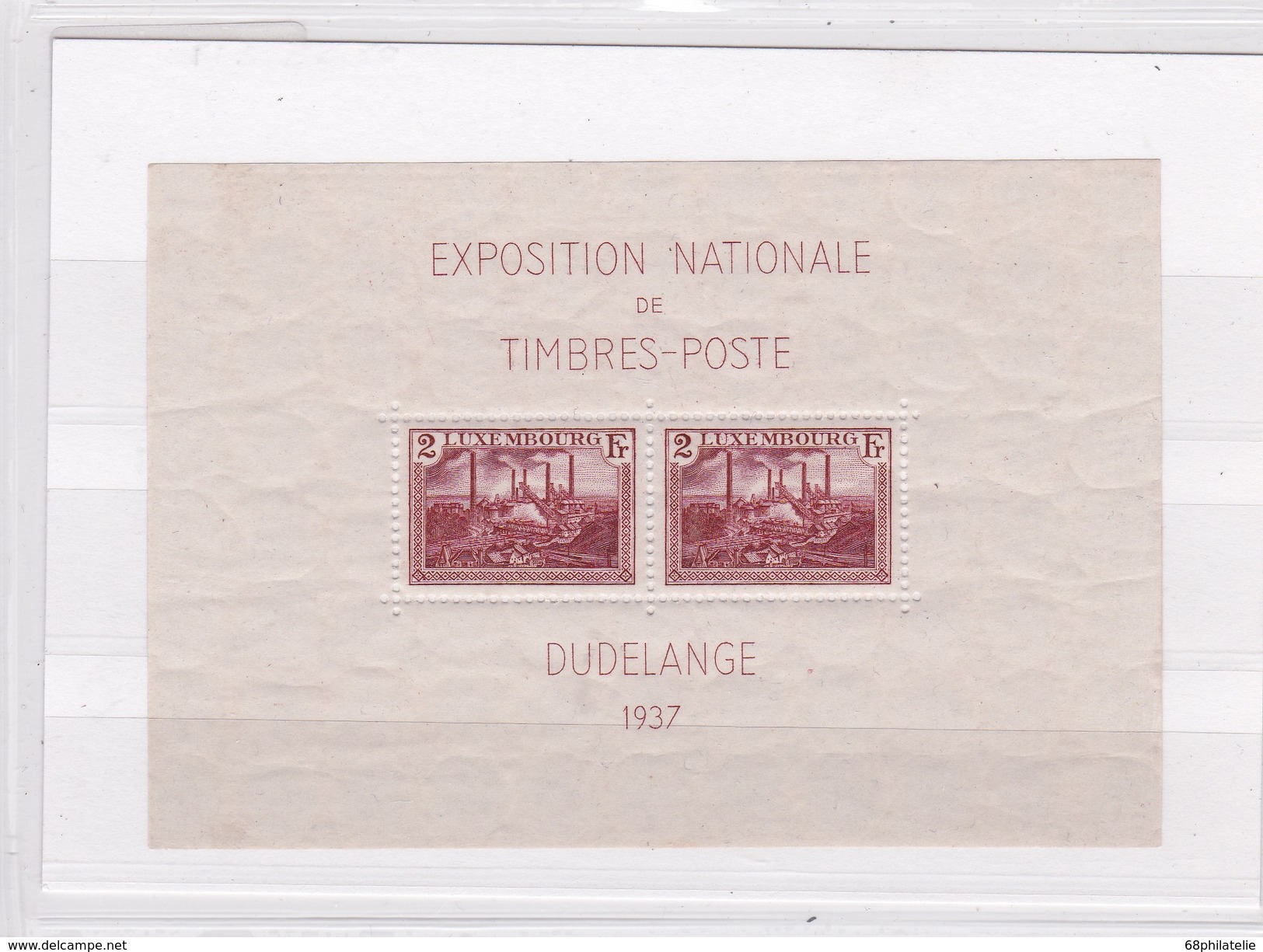 LUXEMBOURG  BLOC     YT  N° 2 ** EXPOSITION NATIONALE DUDELANGE 1937 - Blocs & Feuillets