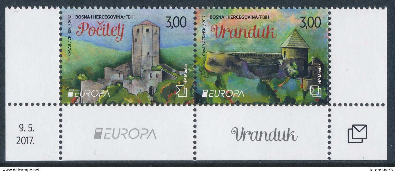 BOSNIA/Bosnien Kroatische Mostar, EUROPA 2017 "Castles" Set Of 2v** - 2017