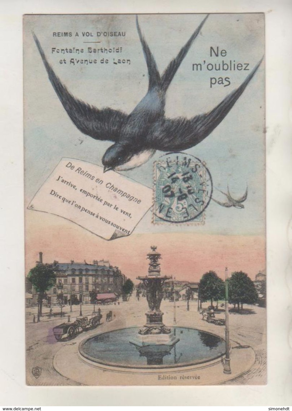 REIMS - A Vol D'oiseau - Fontaine Bartholdi Et Avenue De Laon - Reims