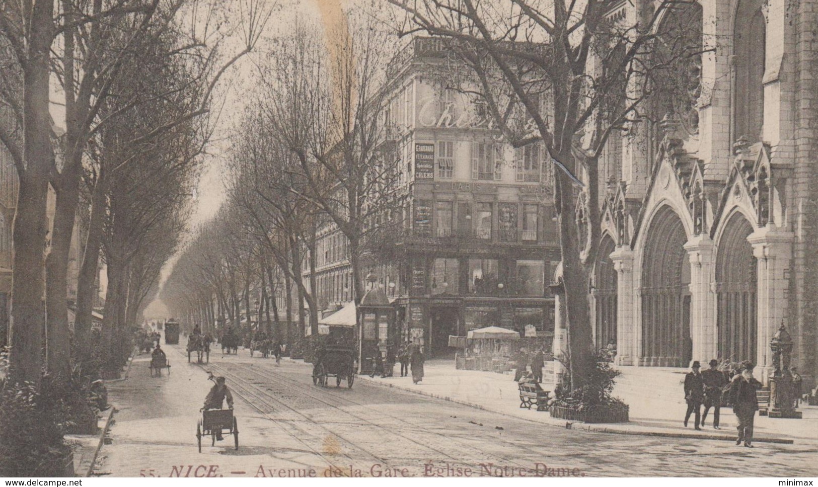 Nice - Avenue De La Gare - Eglise Notre-Dame - 1912 - Animée - Monumenten, Gebouwen