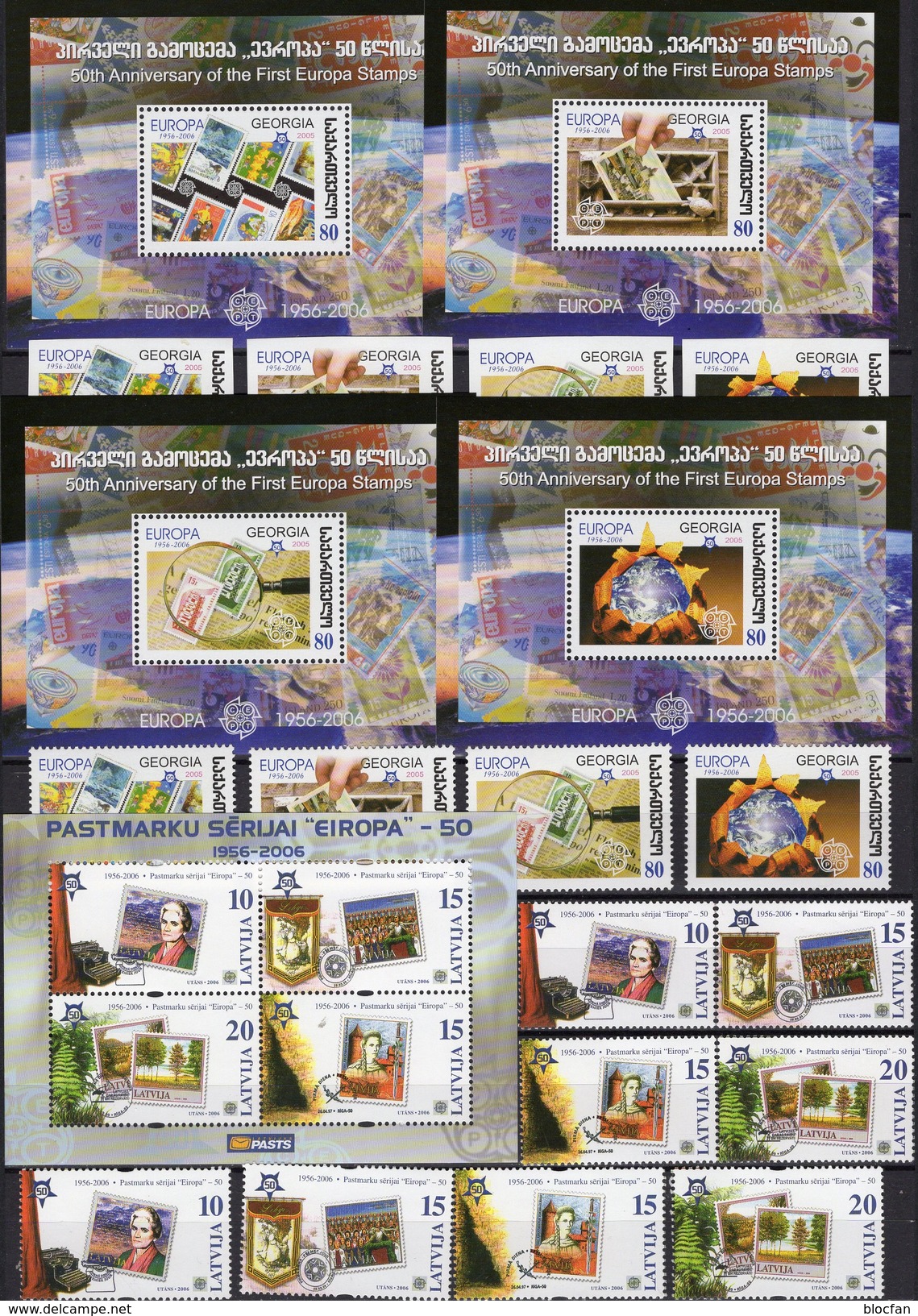 CEPT 2006 LATVIA 652/5,656/9+Bl.21,GEORGIEN 507/0,510/4,Blocks 35-38 ** 37€ Hb Bloc Ss Philatelic Sheets Bf EUROPA - Géorgie