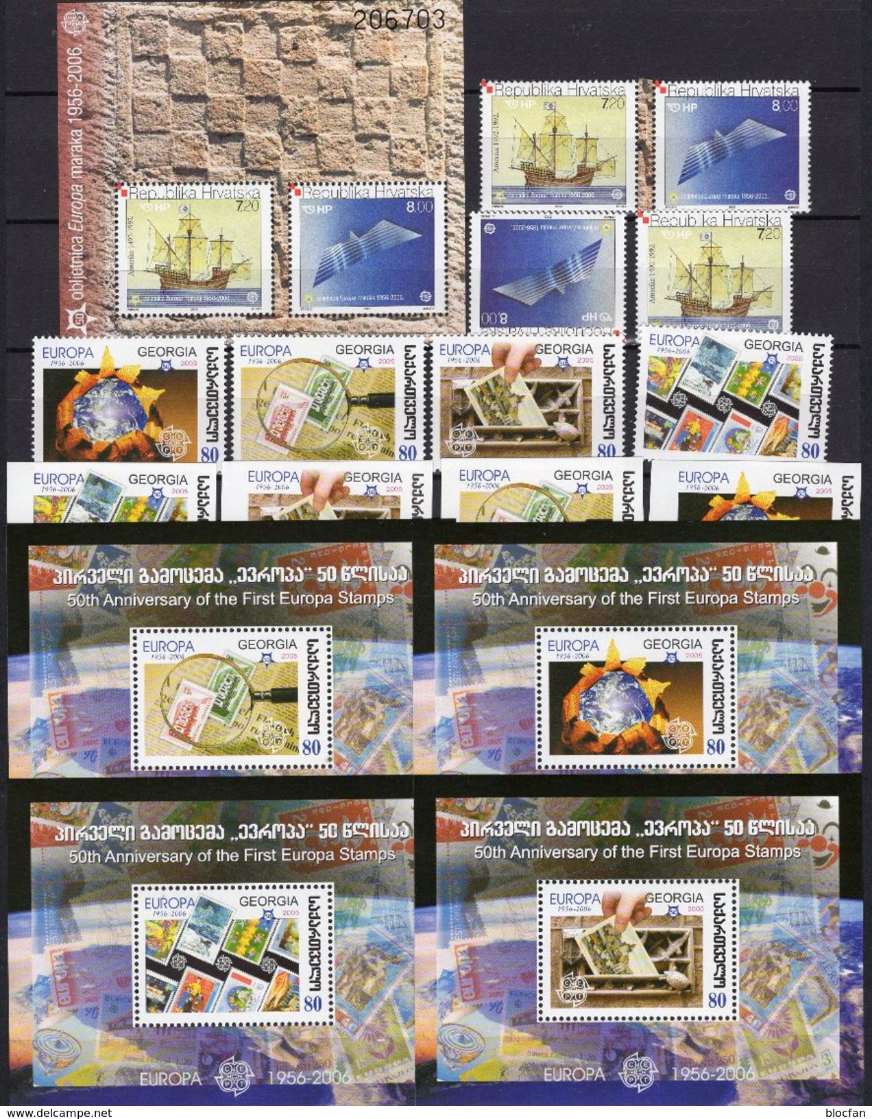 EUROPA 2006 HRVATSKA 734/5,ZD,Block 27+GEORGIA 507/0,510/4,Bl.35-38 ** 110€ Hoja Blocs Ss Philatelic Sheets Bf CEPT - Briefmarken Auf Briefmarken