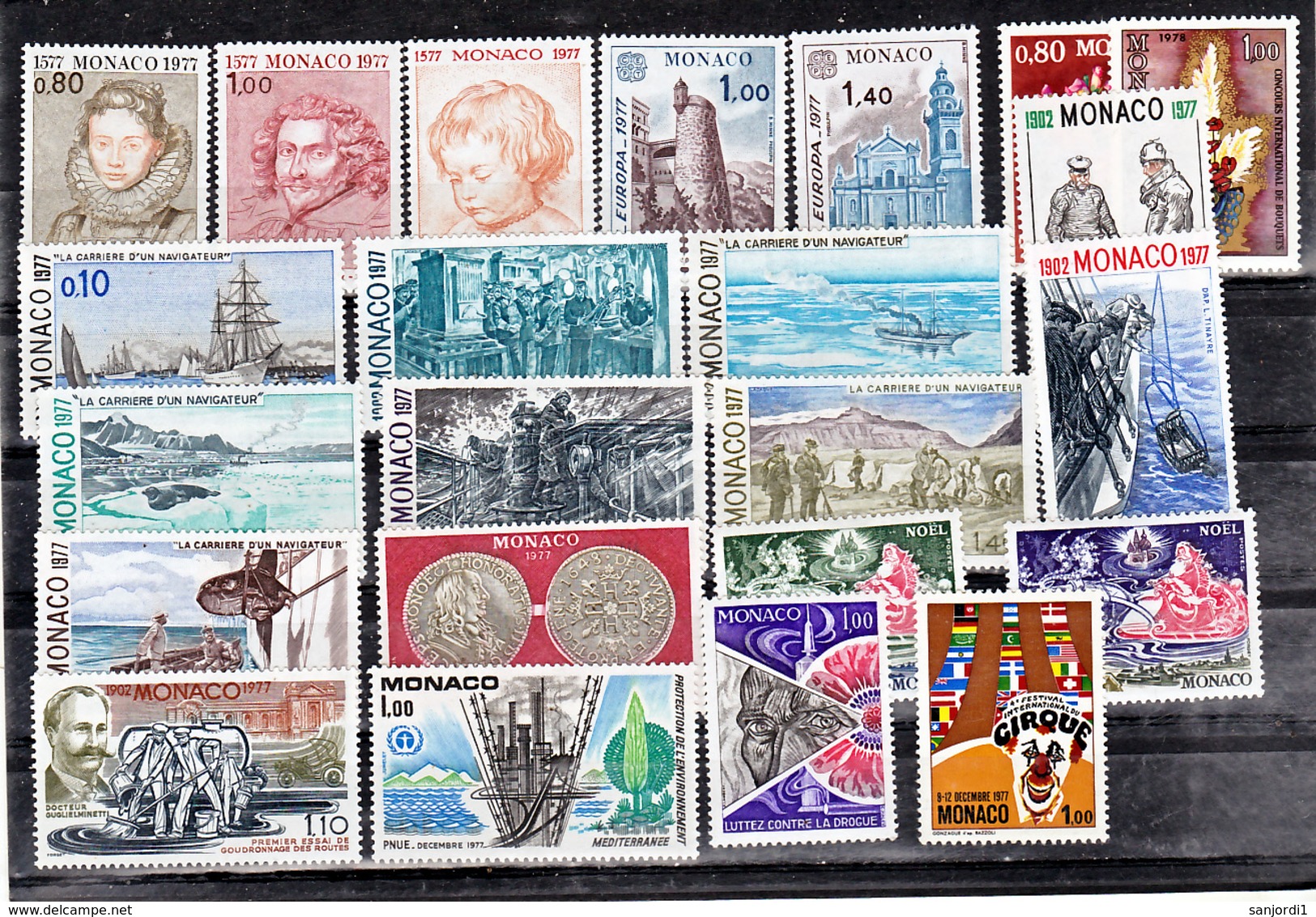 Monaco 1977 Année Complète Postes 1079 à 1124 Neuf ** TB  MnH  Sin Charnela Cote 102 - Années Complètes