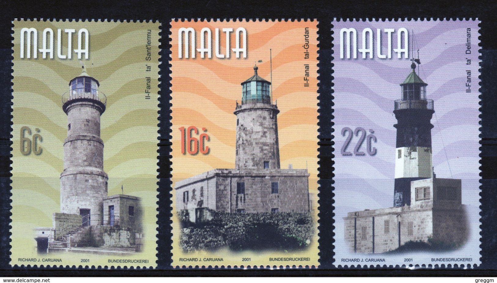 Malta 2001 Set Of Stamps To Celebrate Maltese Lighthouses. - Malta