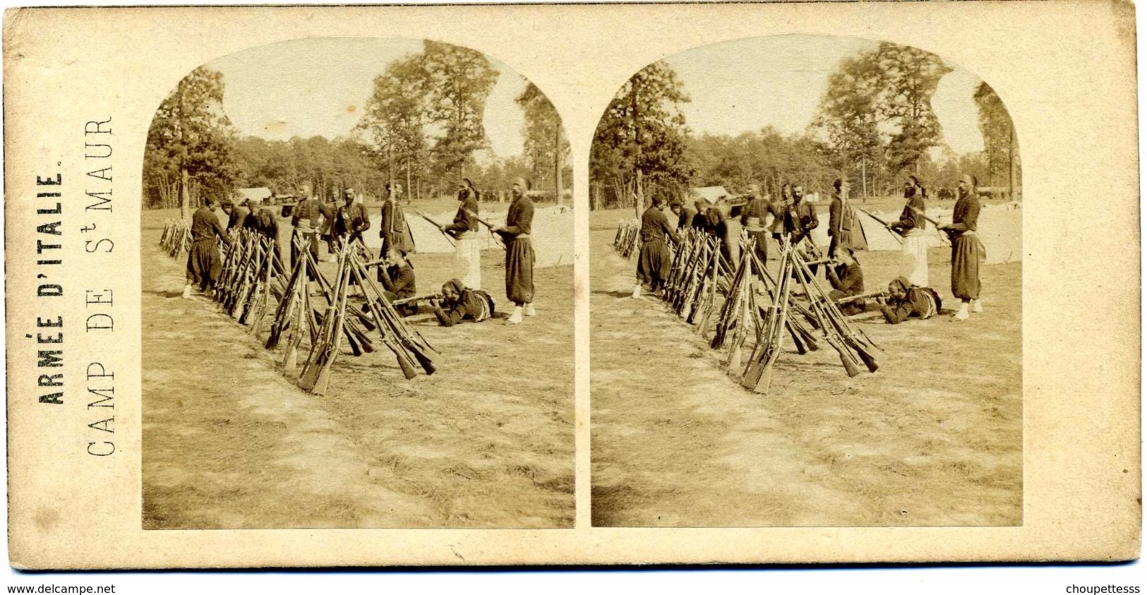 Photos  Stéréoscopiques Albuminées - Armée D' Italie - Camp De Saint Maur ( Par  Frères Gaudin  En 1859 ) - Fotos Estereoscópicas