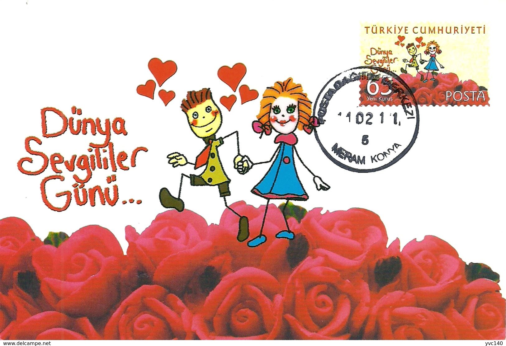 Turkey; Postal Stationery 2008 "World Valentine's Day" - Entiers Postaux