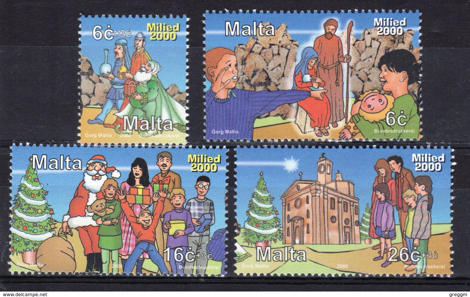 Malta 2000 Set Of Stamps To Celebrate Christmas. - Malta