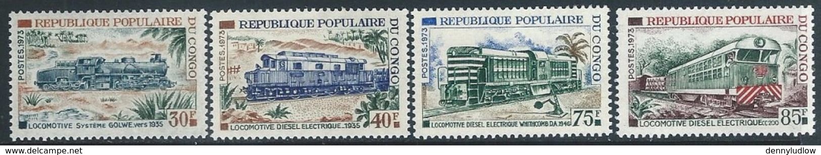 Congo   1973 Sc#284-7  Trains Set MNH**  2016 Scott Value $14.75 - Trains