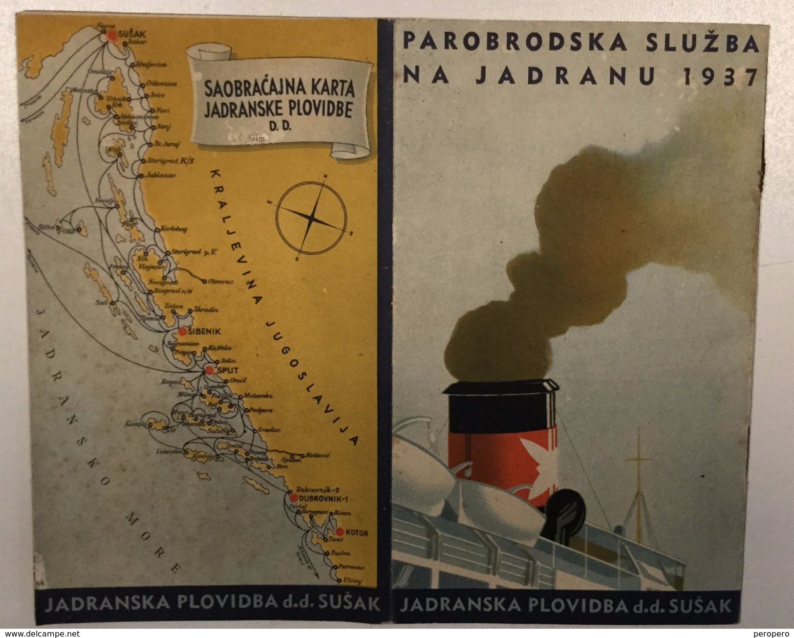 VINTAGE  SHIP PROGRAM    JADRANSKA STRAZA  D.D.  SUSHAK  1937.    SHIP  BOAT  SCHIFFE - Europa