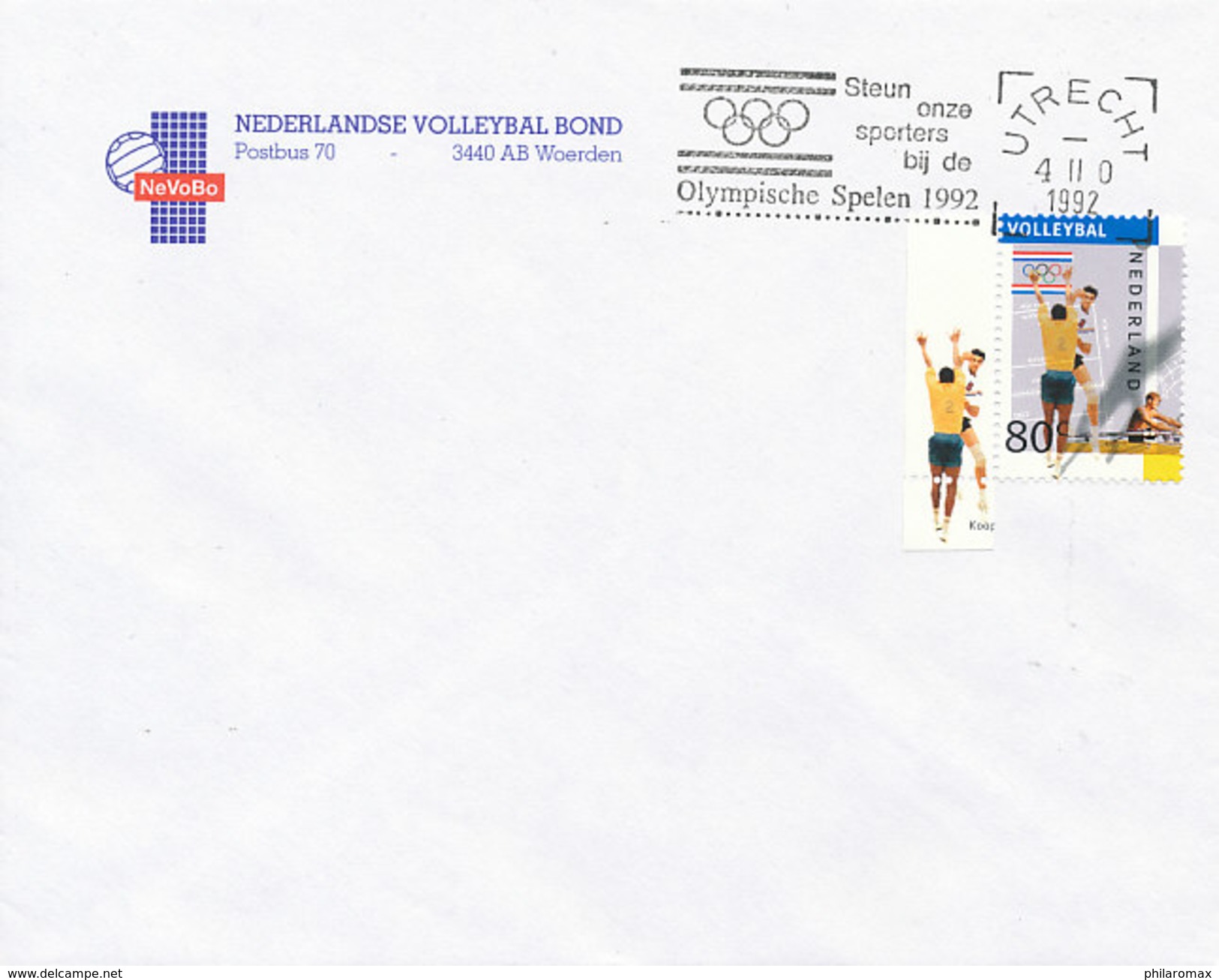 DC-0737 - 1992 NETHERLANDS - RR FDC VOLLEYBALL OLYMPICS - ORIGINAL COVER NEVOBO - VOLLEYBALL ORGANIZATION - Volley-Ball
