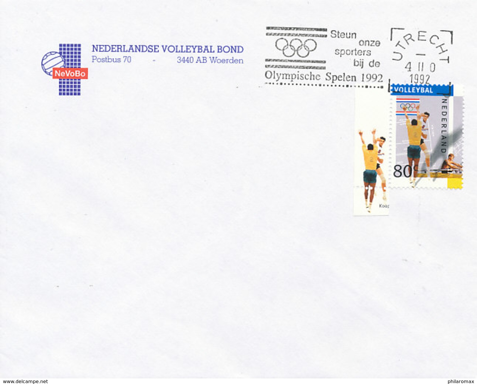 DC-0737 - 1992 NETHERLANDS - RR FDC VOLLEYBALL OLYMPICS - ORIGINAL COVER NEVOBO - VOLLEYBALL ORGANIZATION - Pallavolo