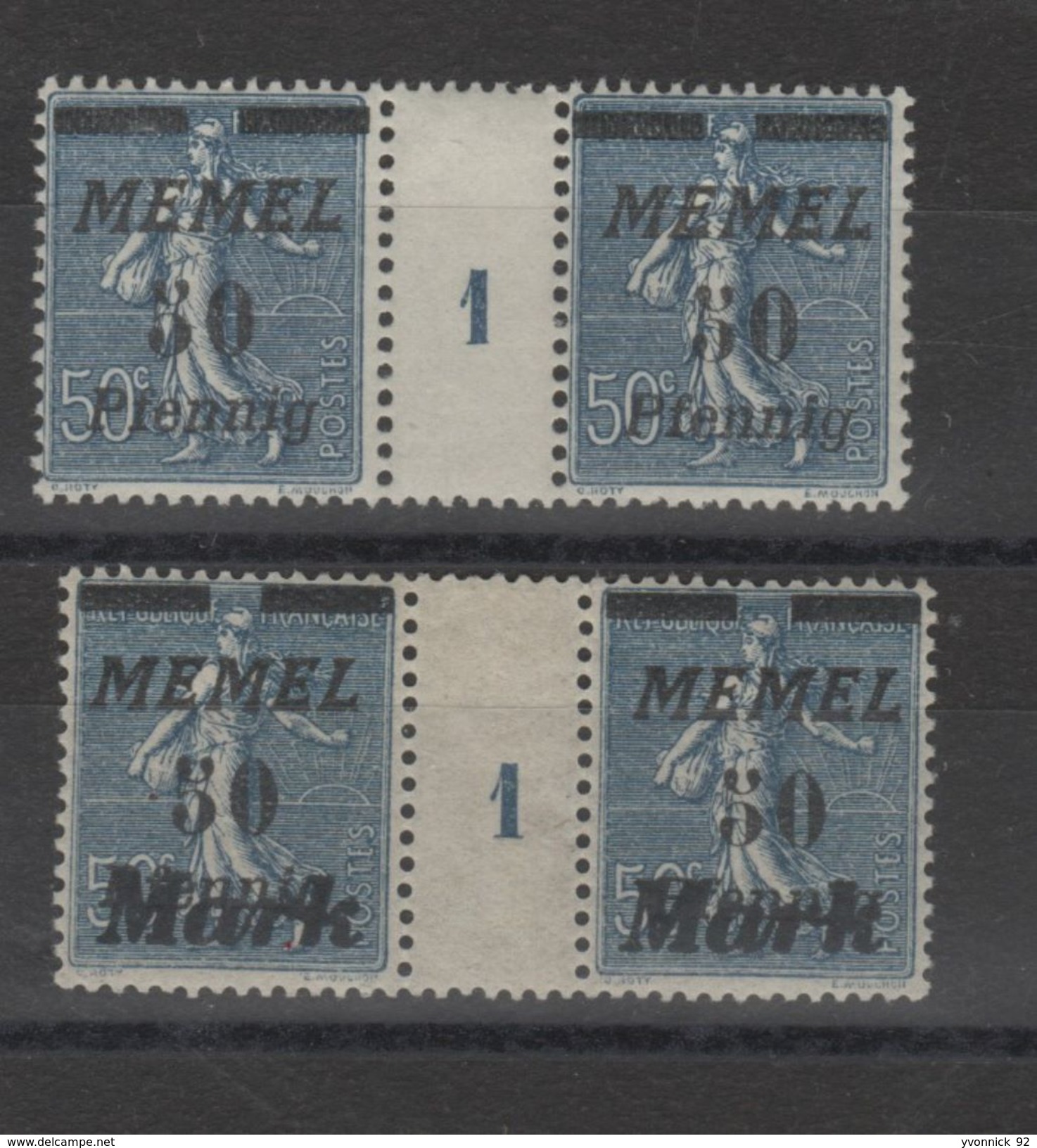 Memel _  2-  Millésimes 50c Semeuse  Surcharges Mark /Pfenning  (1921 ) N°94 /54 - Nuevos