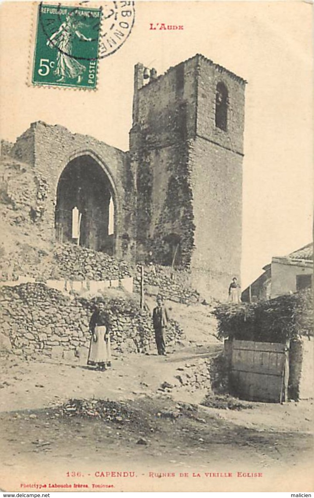 - Depts Div.-ref UU809- Aude - Capendu - Ruines De La Vieille Eglise - Phothotypie Labouche - N° 136 - Carte Bon Etat - - Capendu