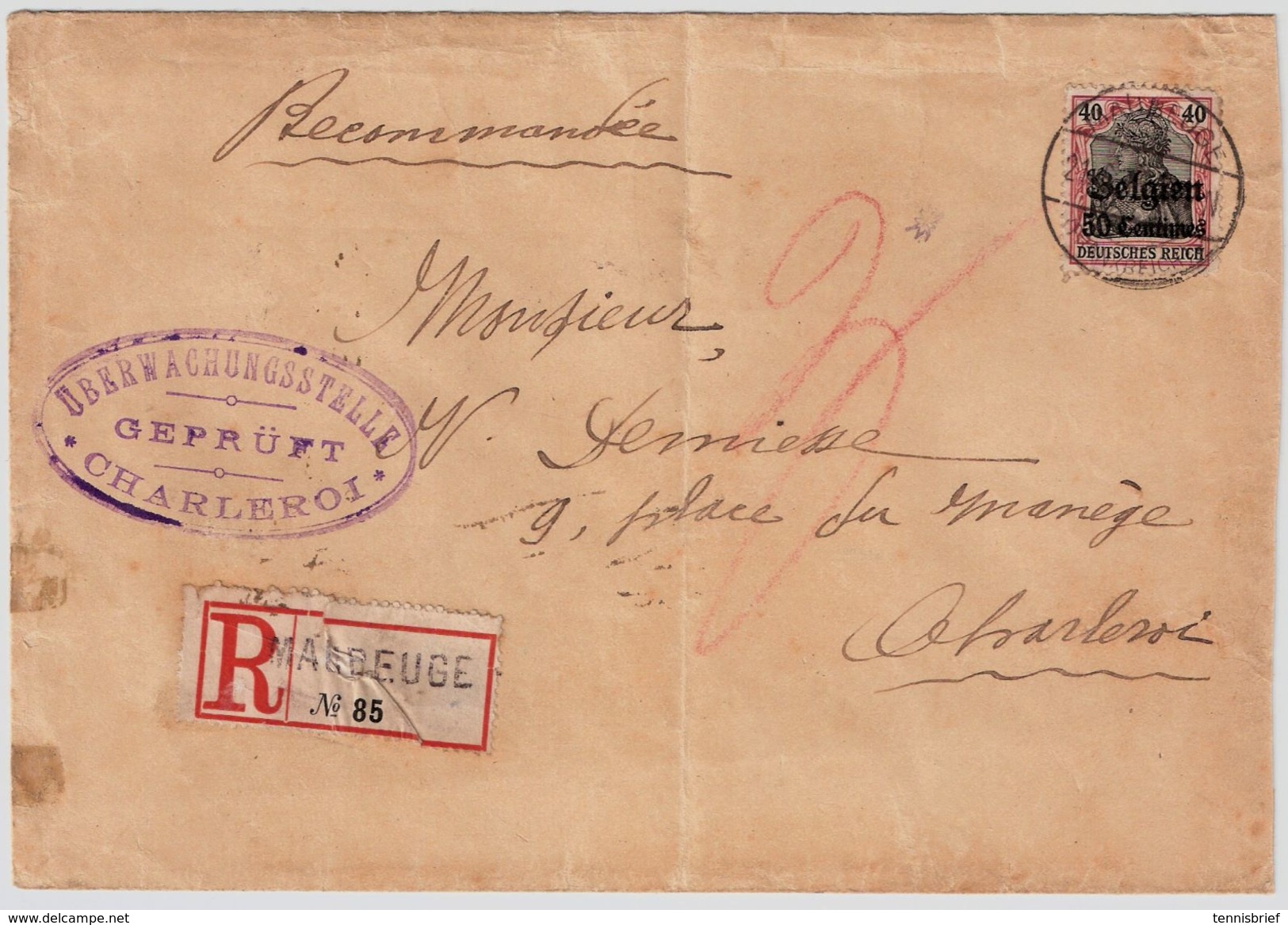 1915 " Maubeuge "  Lettre Recommandee, R!  , #8813 - OC1/25 General Government