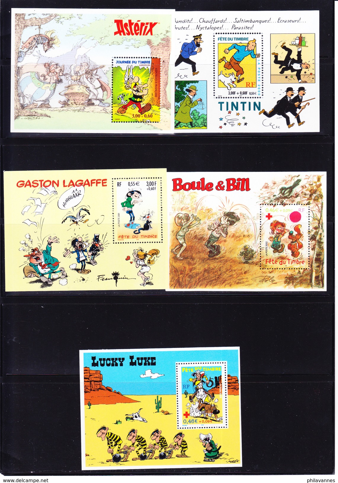 France, Lot De 5 Blocs, BD, Astérix 22+Tintin 28+Gaston 34+Boule Et Bill 46+Lucky Luke 55 ( Bloc1710/3) - Bandes Dessinées