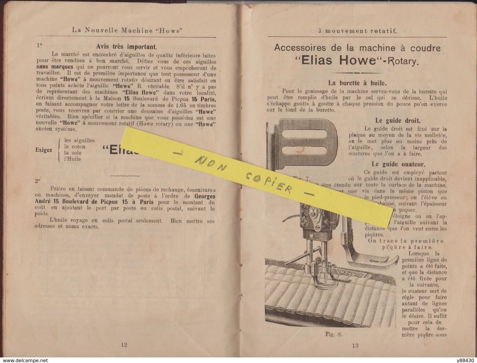 ELIAS HOWE ROTARY - Machine à Coudre - Instruction D'emploi - 34 Pages  -  Voir Les 10 Scannes - Machines