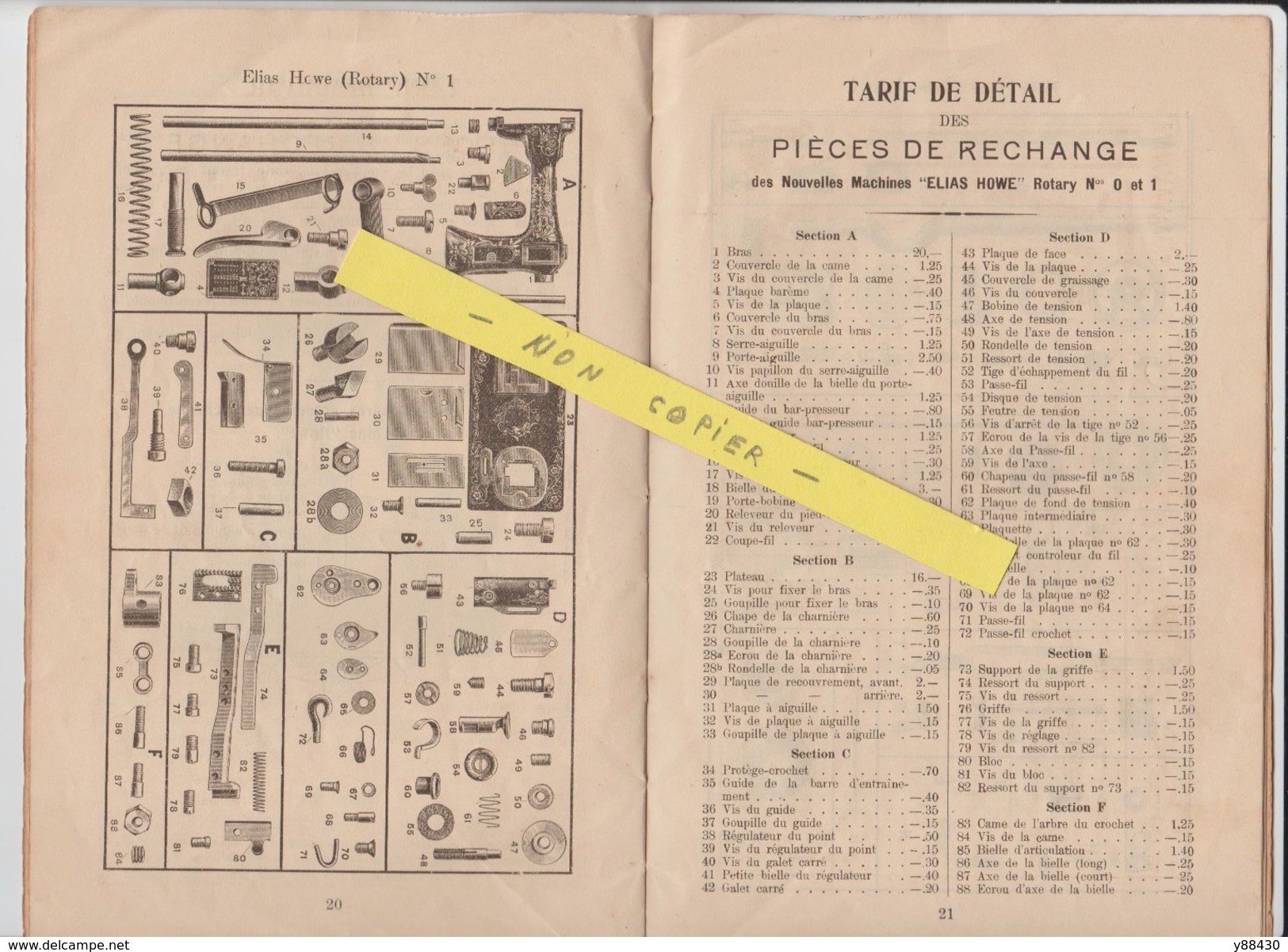 ELIAS HOWE ROTARY - Machine à coudre - Instruction d'emploi - 34 pages  -  voir les 10 scannes