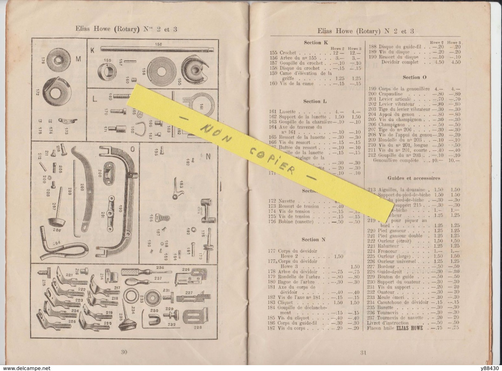 ELIAS HOWE ROTARY - Machine à coudre - Instruction d'emploi - 34 pages  -  voir les 10 scannes