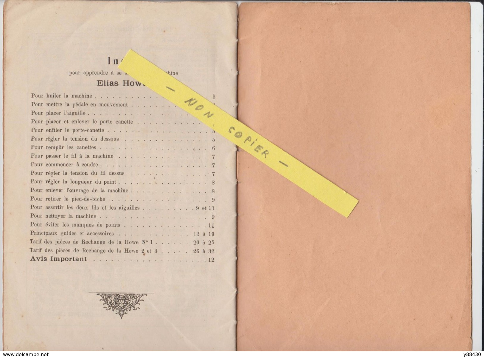 ELIAS HOWE ROTARY - Machine à coudre - Instruction d'emploi - 34 pages  -  voir les 10 scannes