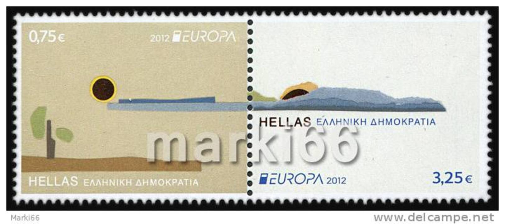 Greece - 2012 - Europa CEPT, Visit Greece - Mint Stamp Set (with Gold Embossing) - Neufs