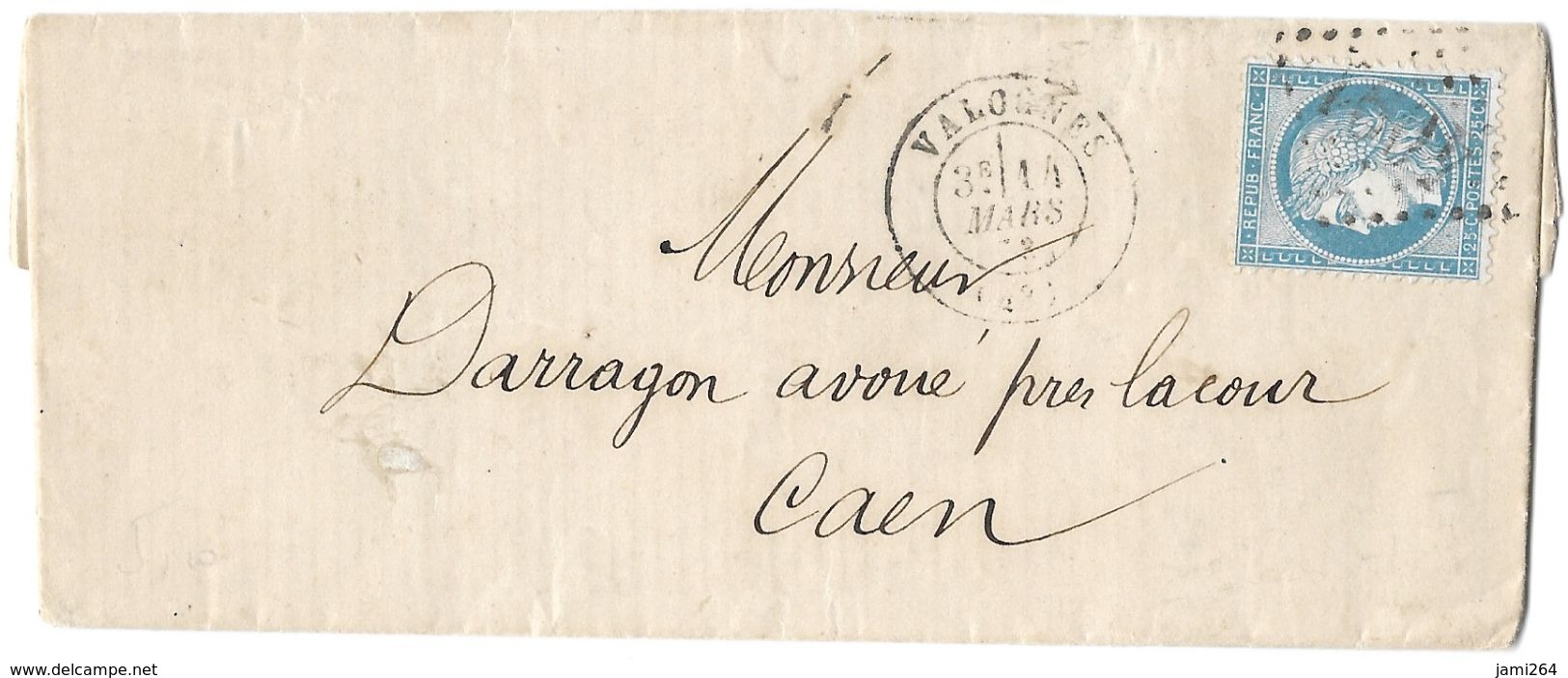 LETTRE Avec N°60 A2  POSITION 85  TTB - 1871-1875 Cérès