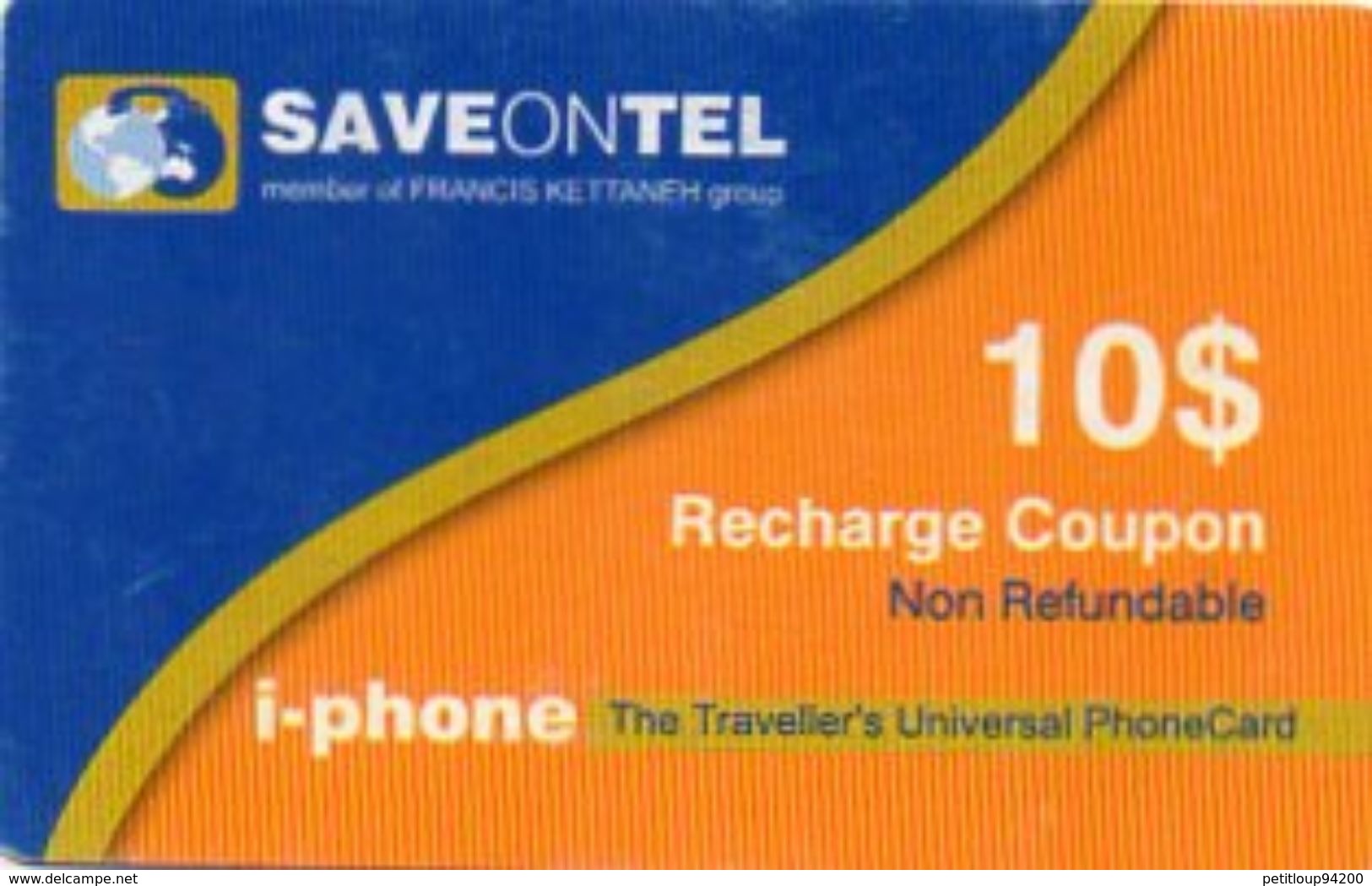 RECHARGE COUPON SAVE ON TEL *10$ (Origine Inconnue) - Origen Desconocido