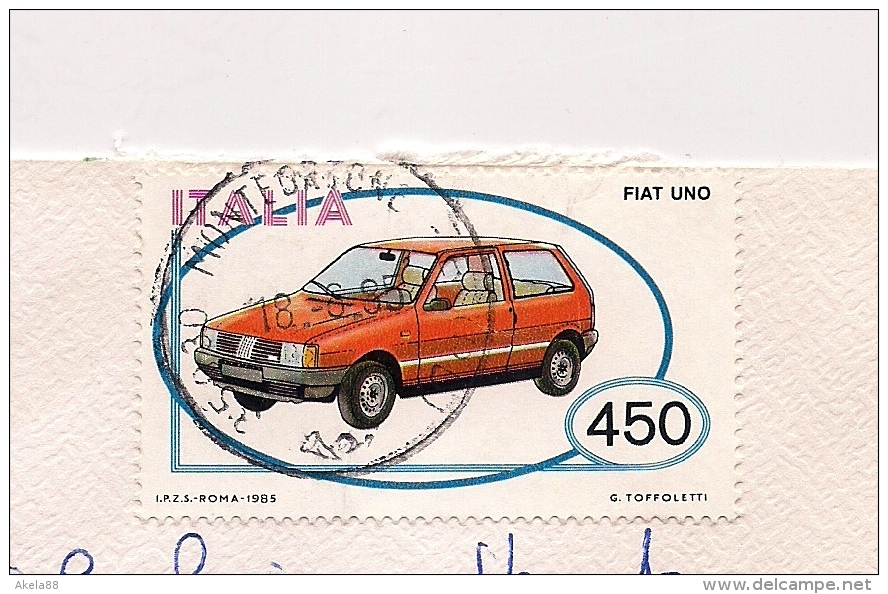 ITALIA 1985 - AUTOMOBILI - FIAT UNO - LAMBORGHINI - LANCIA THEMA - FIAT ABARTH - MONTEORTONE - VEGGIANO - MONTEMERLO - 1981-90: Storia Postale