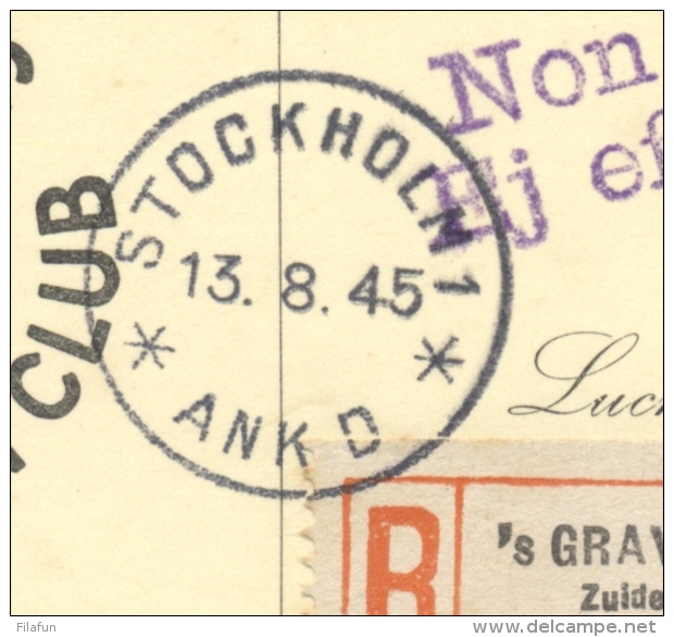 Nederland - 1945 - ABA-flight On R-card From Amsterdam To Stockholm (and Retour) - Brieven En Documenten