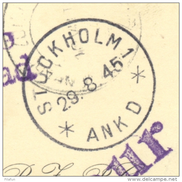 Nederland - 1945 - ABA-flight On R-card From Amsterdam To Stockholm (and Retour) - Brieven En Documenten