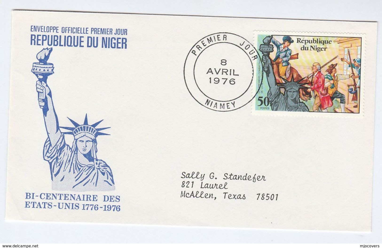 1976  NIGER  FDC Stamps STATUE OF LIBERTY , US BICENTENNIAL Cover - Niger (1960-...)